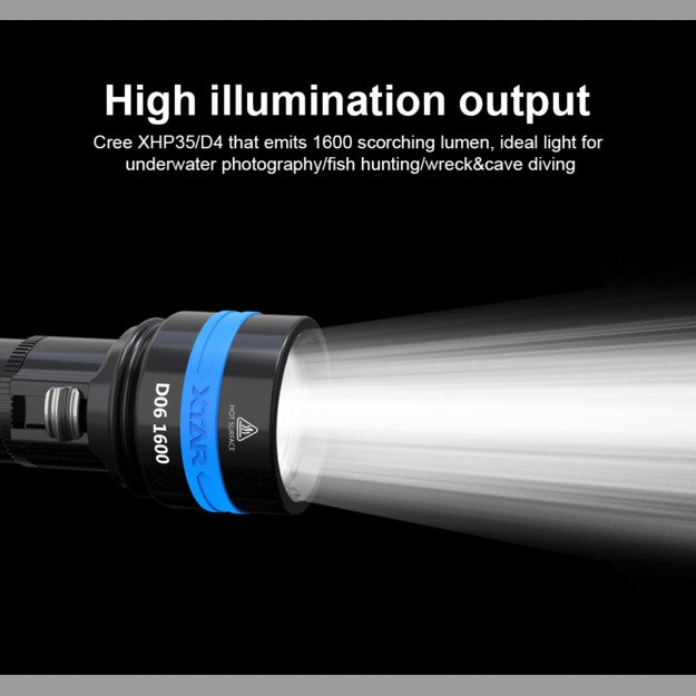 XTAR D06 1600lm žibintuvėlis nardymui