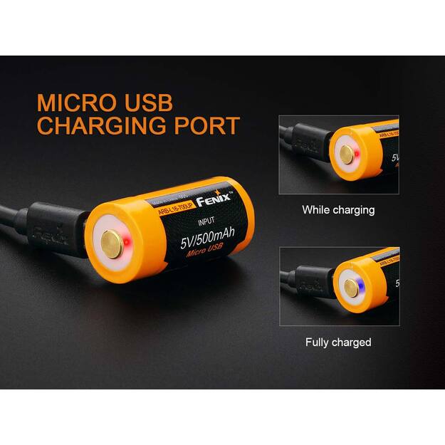 16340 USB pakraunama baterija Fenix ARB-L16-700UP 