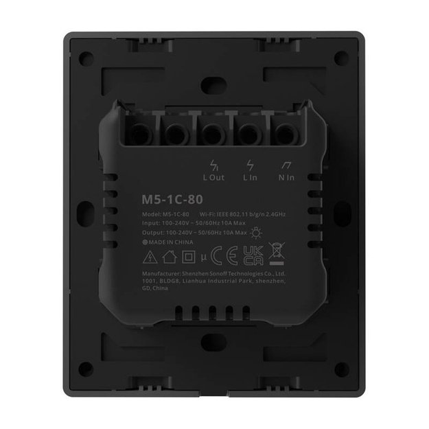 Умный WiFi настенный выключатель SONOFF M5-1C-80 (1-канальный, для рамки, графит)
