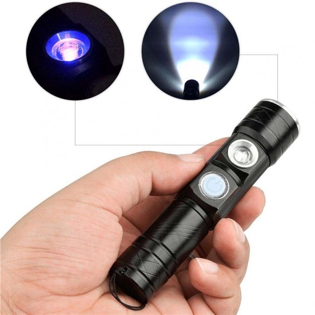 LED žibintuvėlis su UV šviesos diodu