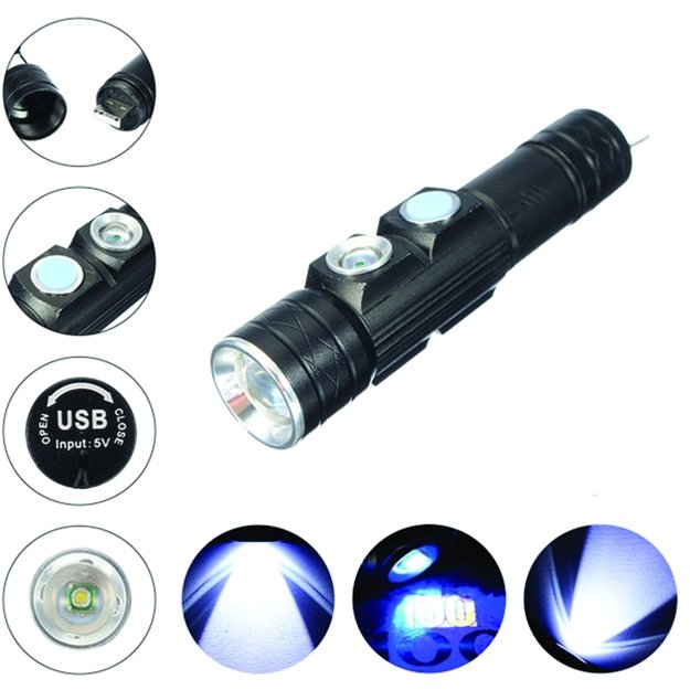 LED žibintuvėlis su UV šviesos diodu