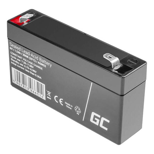 Techninės priežiūros nereikalaujantis AGM VRLA akumuliatorius AGM52 6V 1.2Ah (skirtas signalizacijos sistemai, kasos aparatui, žaislui)