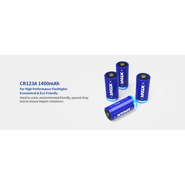 XTAR CR123A battery, 1400mAh