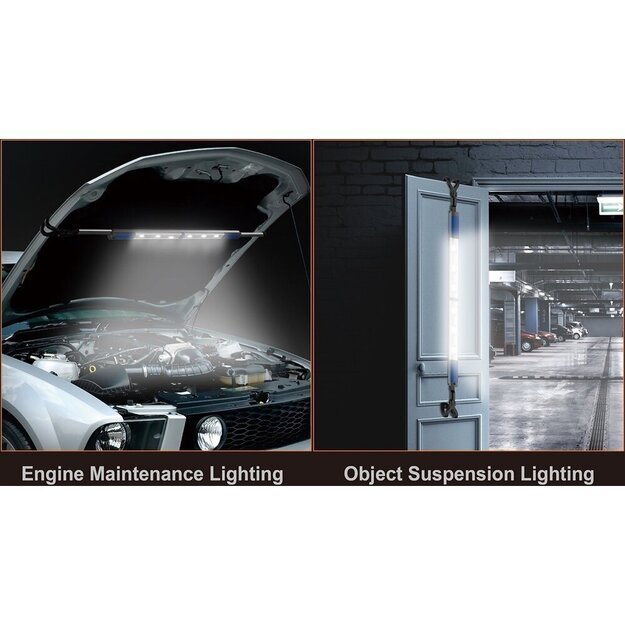 LED lempa darbui COB po mašinos variklio dangčiu, įkraunamas