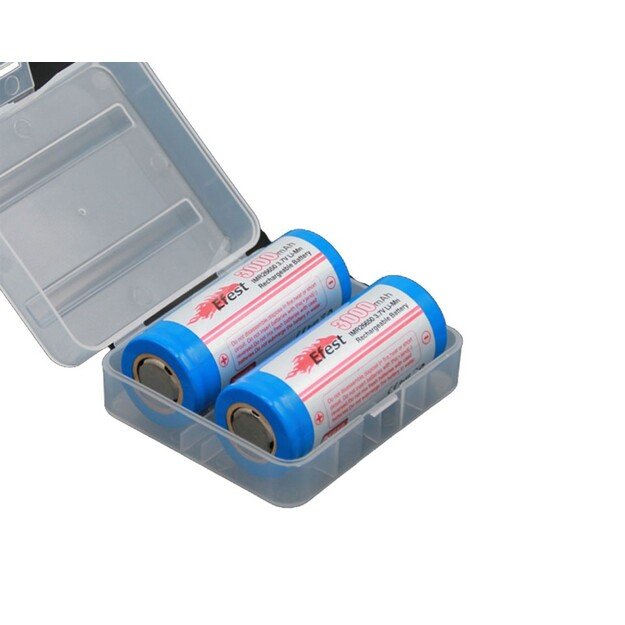 Baterijų laikymo dėžutė 2x 26650 skaidri