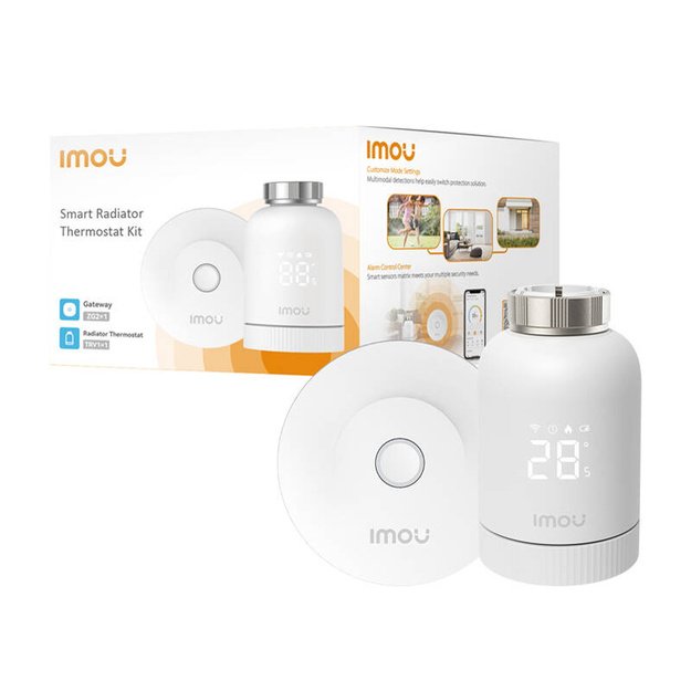 IMOU KIT-TRV1-EU-2 ZigBee termostatinių galvučių rinkinys su 6 adapteriais ir šliuzu