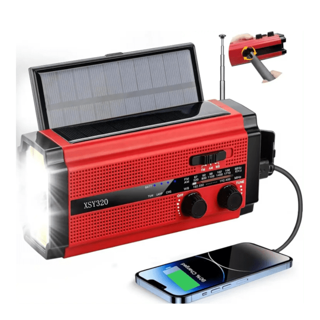 Avarinis radijas su maitinimo bloku 5.000 mAh Raudonas XSY320