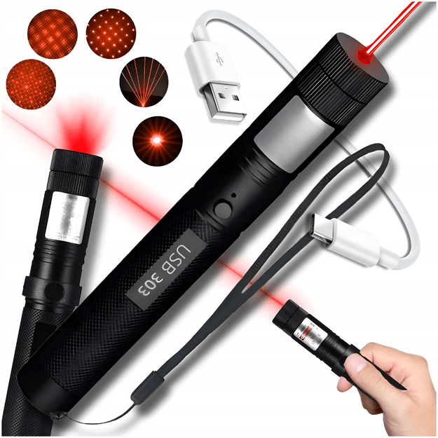 USB-лазер перезаряжаемый, красный с USB-зарядкой
