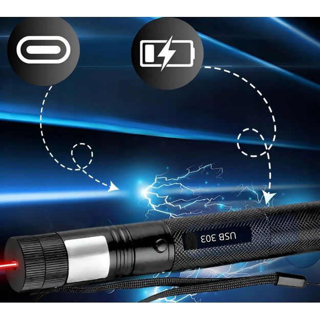 USB-лазер перезаряжаемый, красный с USB-зарядкой