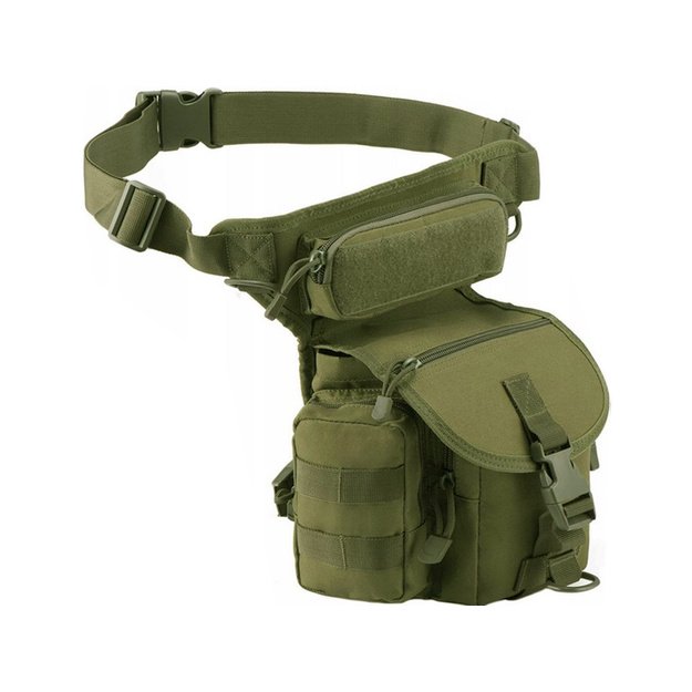 Taktinis krepšys ant kojos, žalia