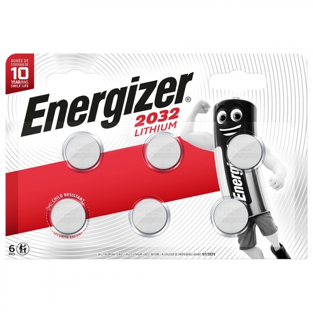 Energizer CR2032 baterijos, 6vnt