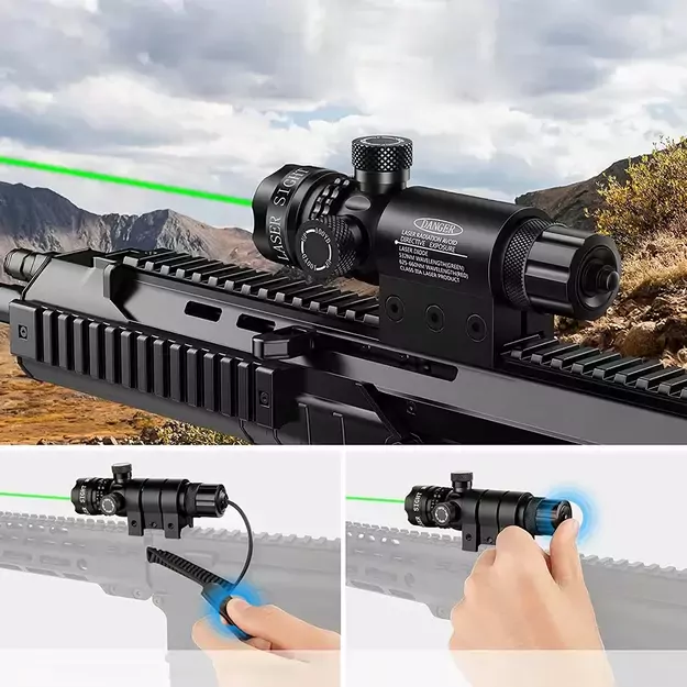 Lazerinis taikiklis oriniams šautuvams ir ASG, žalias, su 11 mm bėgeliu