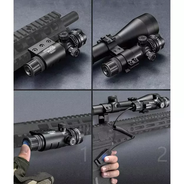 Lazerinis taikiklis oriniams šautuvams ir ASG, žalias, su 11 mm bėgeliu