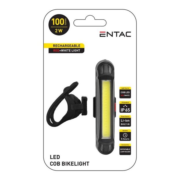 Rechargeable bicycle light 100lm 2W Entac