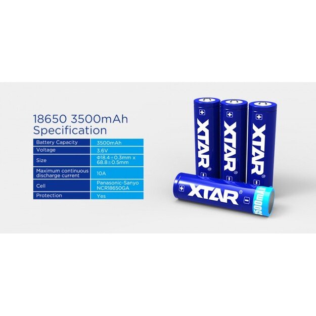 XTAR 18650 3500mah 3.7V battery with PCB