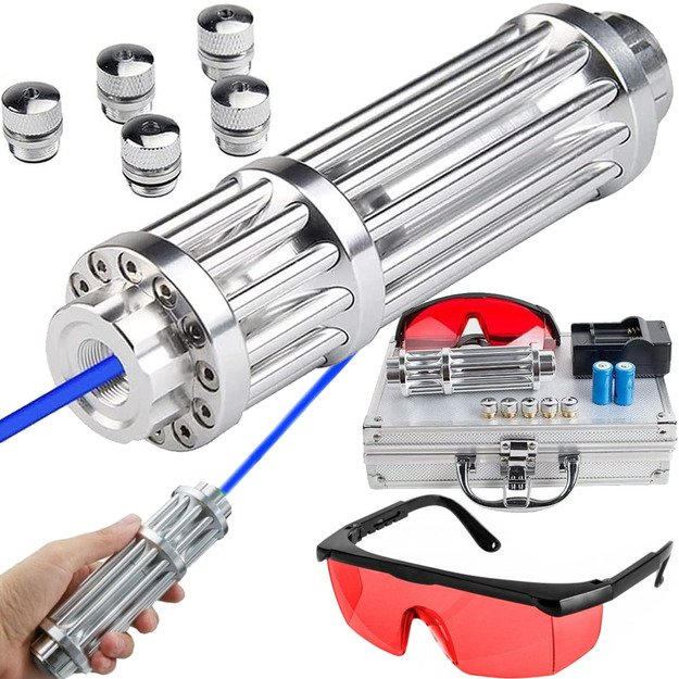 Galingas mėlynas lazeris su lagaminėliu