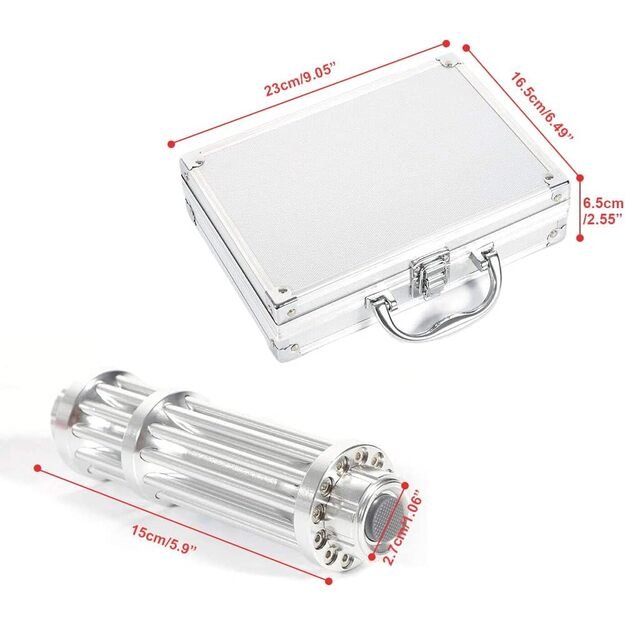 Galingas mėlynas lazeris su lagaminėliu