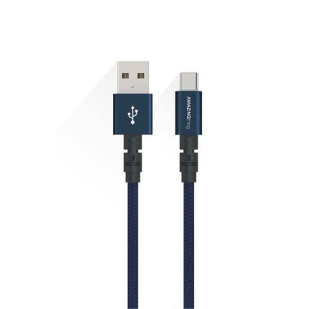 Premium kabelis USB - Type C (mėlynas, 1.1m)