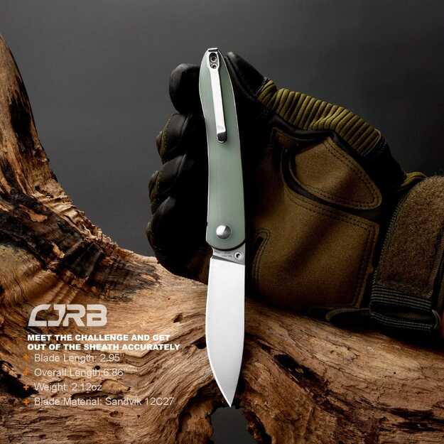 CJRB Cutlery Ria sulenkiamas peilis Nature Green J1917-NTG