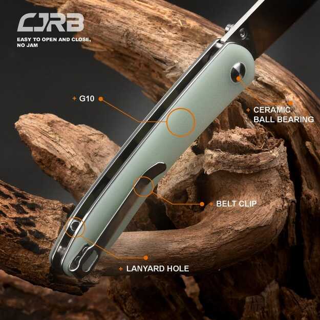 CJRB Cutlery Ria sulenkiamas peilis Nature Green J1917-NTG