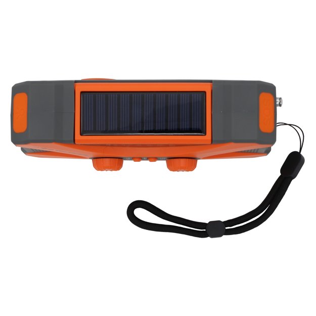 Аварийное радио с фонариком, светодиодной лампой, SOS и внешним аккумулятором 10000 мАч – оранжевый