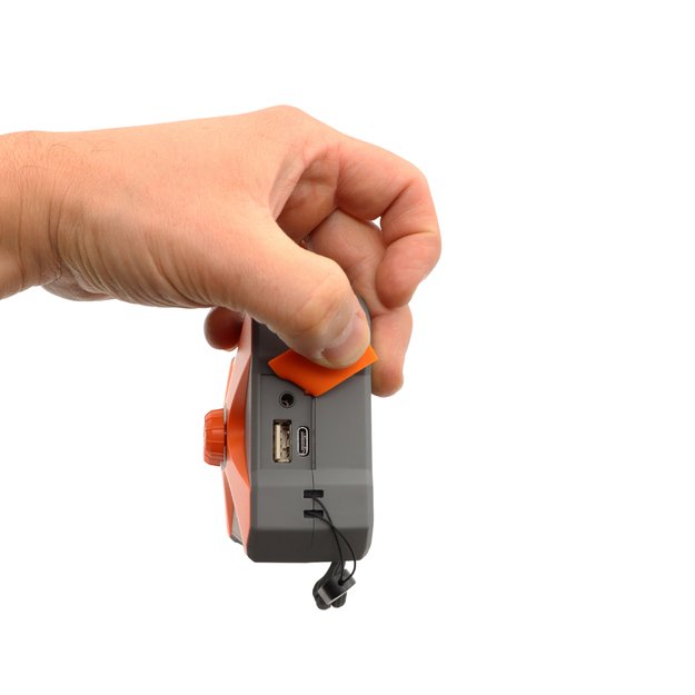 Аварийное радио с фонариком, светодиодной лампой, SOS и внешним аккумулятором 10000 мАч – оранжевый