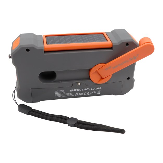 Аварийное радио с фонариком, светодиодной лампой, SOS и внешним аккумулятором 10000 мАч – оранжевый