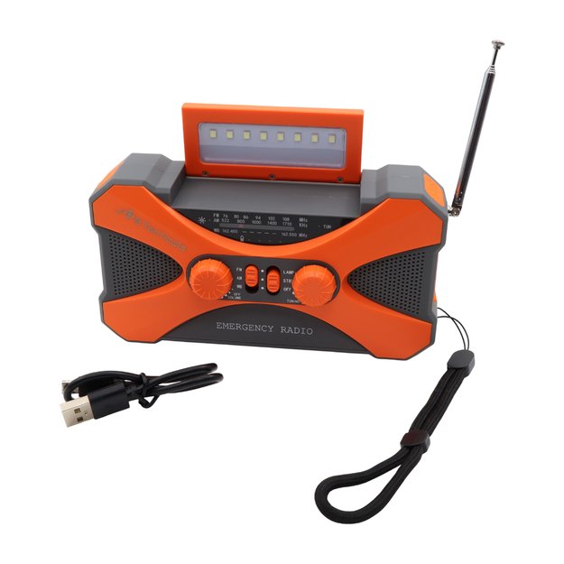 Аварийное радио с фонариком, светодиодной лампой, SOS и внешним аккумулятором 10000 мАч – оранжевый