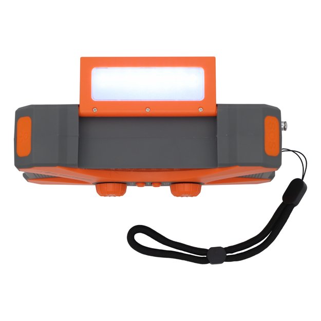 Аварийное радио с фонариком, светодиодной лампой, SOS и внешним аккумулятором 10000 мАч – оранжевый