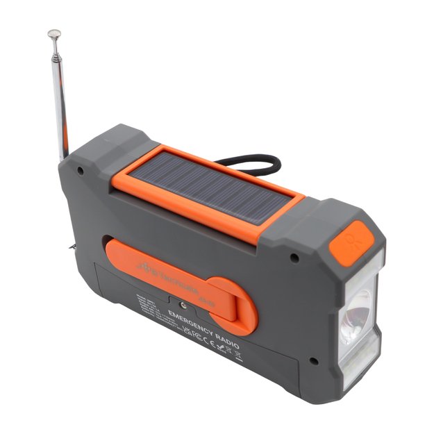 Аварийное радио с фонариком, светодиодной лампой, SOS и внешним аккумулятором 10000 мАч – оранжевый