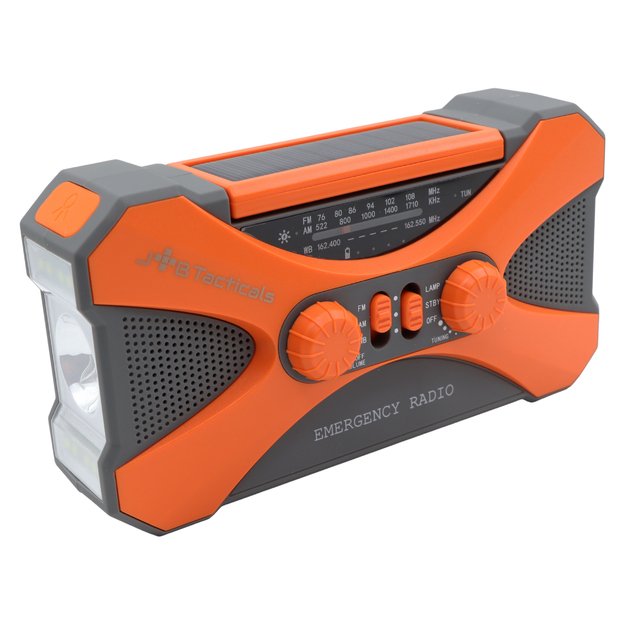 Аварийное радио с фонариком, светодиодной лампой, SOS и внешним аккумулятором 10000 мАч – оранжевый
