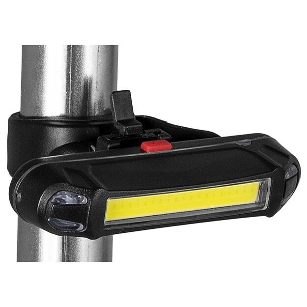 LTC LED COB dviračio lemputė balta/raudona su 450mAh baterija, 5 režimai LXLL87