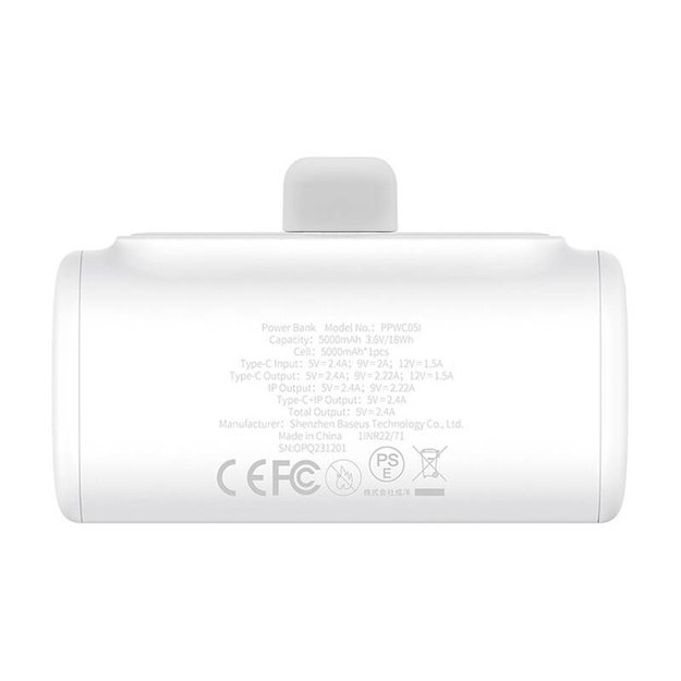 Powerbank OS-Baseus Compact IP 5000mAh 20W (baltas)