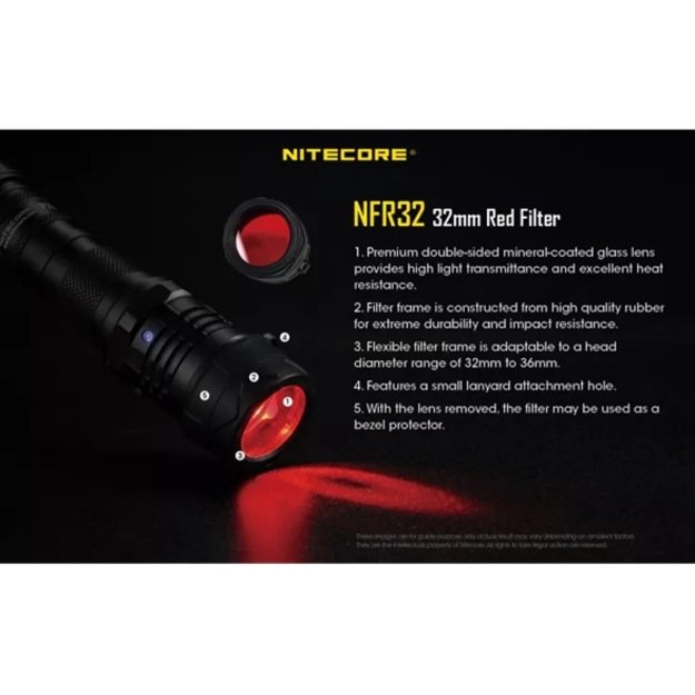 Nitecore NFR32 ​​(P20i/ P20i UV/P20iX/P20 V2/P20 UV V2) filtras, raudonas