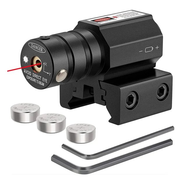 Красный лазерный прицел для пневматических пистолетов калибра 11-22 мм.