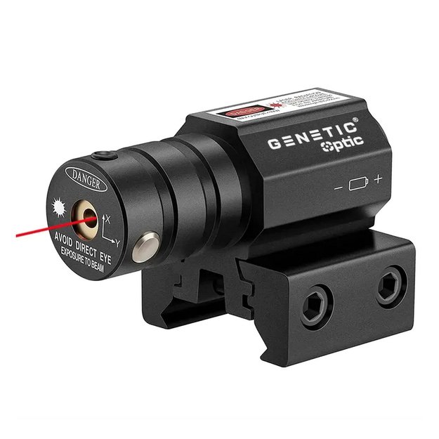 Красный лазерный прицел для пневматических пистолетов калибра 11-22 мм.