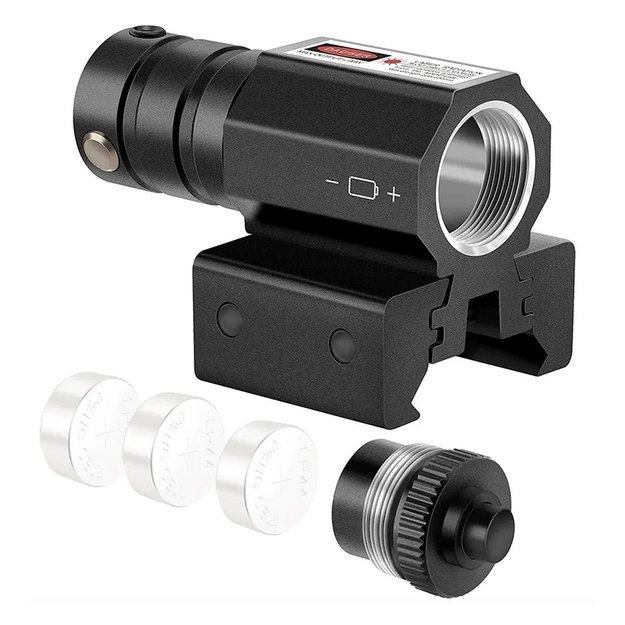 Красный лазерный прицел для пневматических пистолетов калибра 11-22 мм.