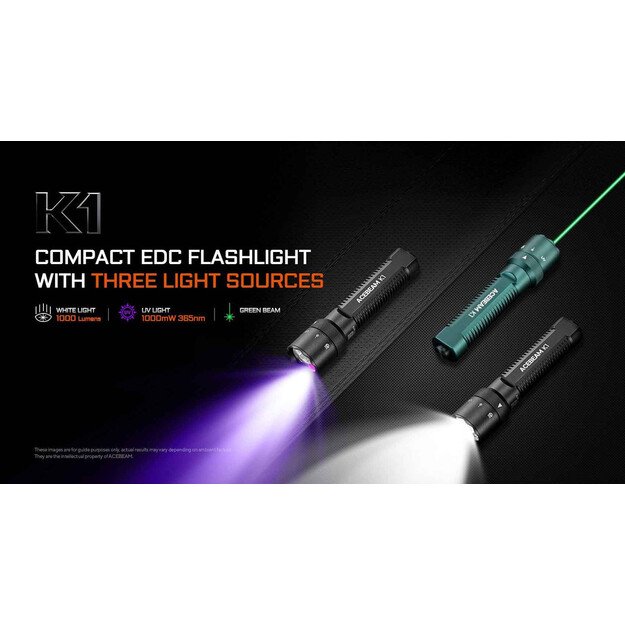 Acebeam K1 žibintuvėlis su UV šviesa ir lazerine rodykle