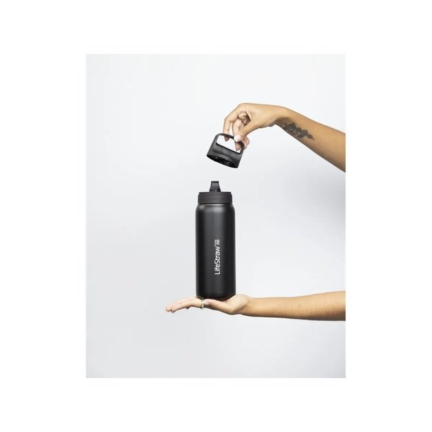 Стальная дорожная бутылка для воды Lifestraw Go 2.0 с фильтром, 700 мл, черная LGV42SBKWW