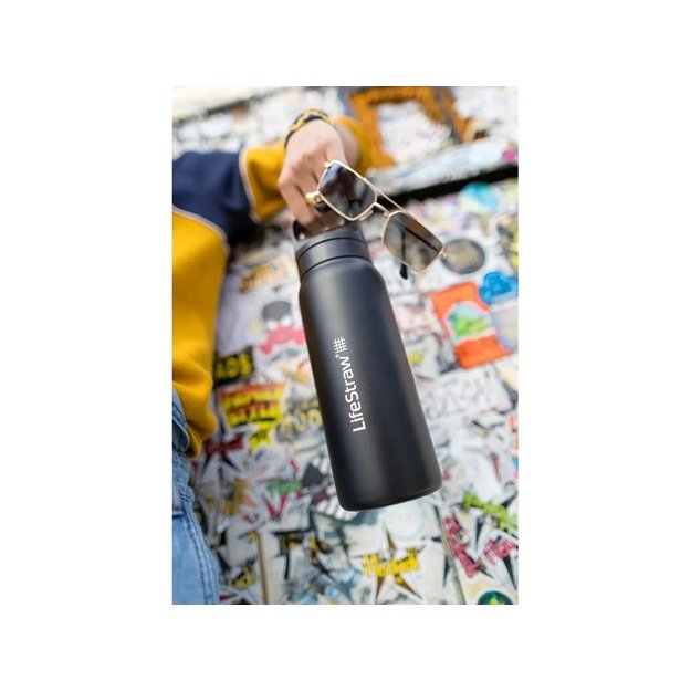 Стальная дорожная бутылка для воды Lifestraw Go 2.0 с фильтром, 700 мл, черная LGV42SBKWW