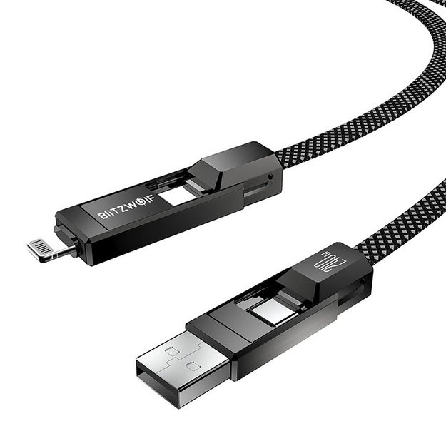 Blitzwolf BW-HDC7 4-in-1 USB+C+Lightning cable 240W 1.2m (black)