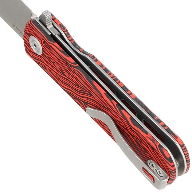 Складной нож Kubey NEO Red / Black Damascus G10, Beadblasted AUS-10 от Keanu Alfaro (KU371E)