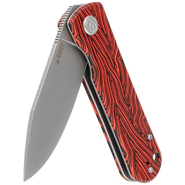 Складной нож Kubey NEO Red / Black Damascus G10, Beadblasted AUS-10 от Keanu Alfaro (KU371E)