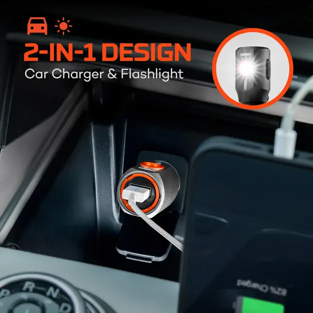 NEBO Transport 400 Car Flashlight with Glass Breaker, 400 Lumens