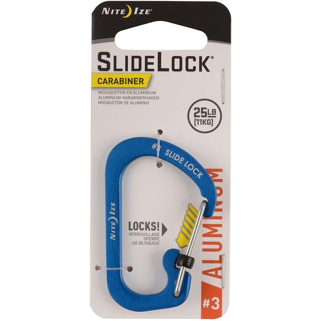 Nite Ize SlideLock aliumininis karabinas, mėlynas CSLA3-03-R6