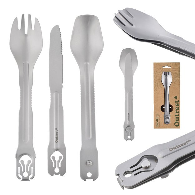 Outrest Foodkit 3-in-1 Lightweight Travel Cutlery Set