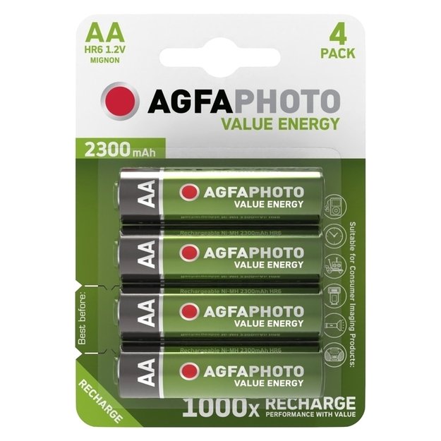AgfaPhoto baterijos AA 2300mah 1.2V, 4 vnt.