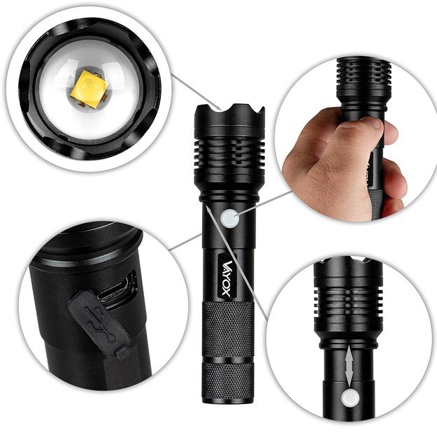 Vayox žibintuvėlis XHP50 800lm USB-C VA0116