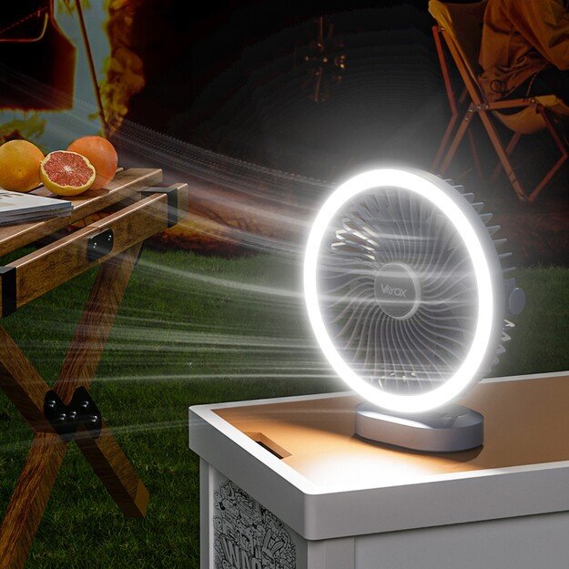 Vayox Mobile Rechargeable Fan with Lighting VA0338G