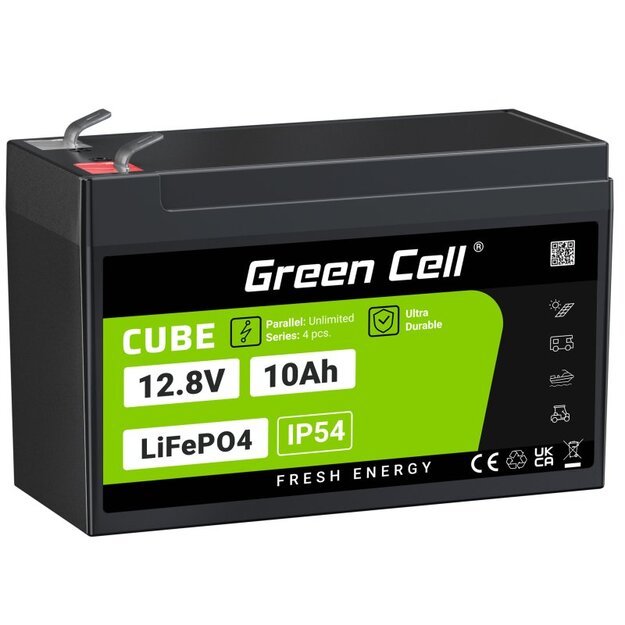 LiFePO4 Аккумулятор 10Ач 12.8В 128Втч Green Cell CUBE